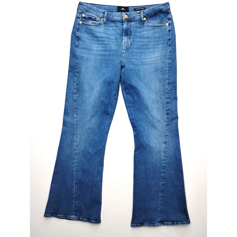 7 For All Mankind Flare Italian Fabric Jeans Women 33 Blue High Rise